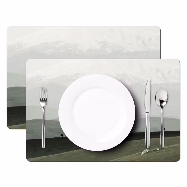 Tischset - 6 Stück - Grau - Berg - Pferde — 2