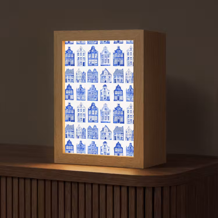 Tischlampe - Muster - Häuser - Blau — 1