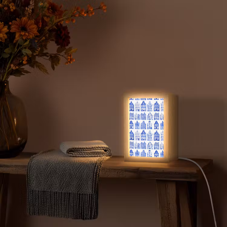 Tischlampe - Muster - Häuser - Blau — 2