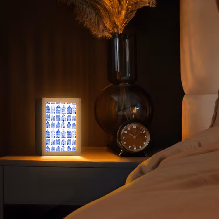 Tischlampe - Muster - Häuser - Blau — 3