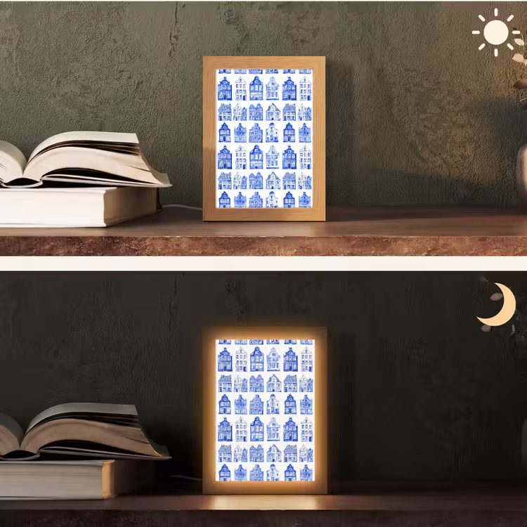 Tischlampe - Muster - Häuser - Blau — 5
