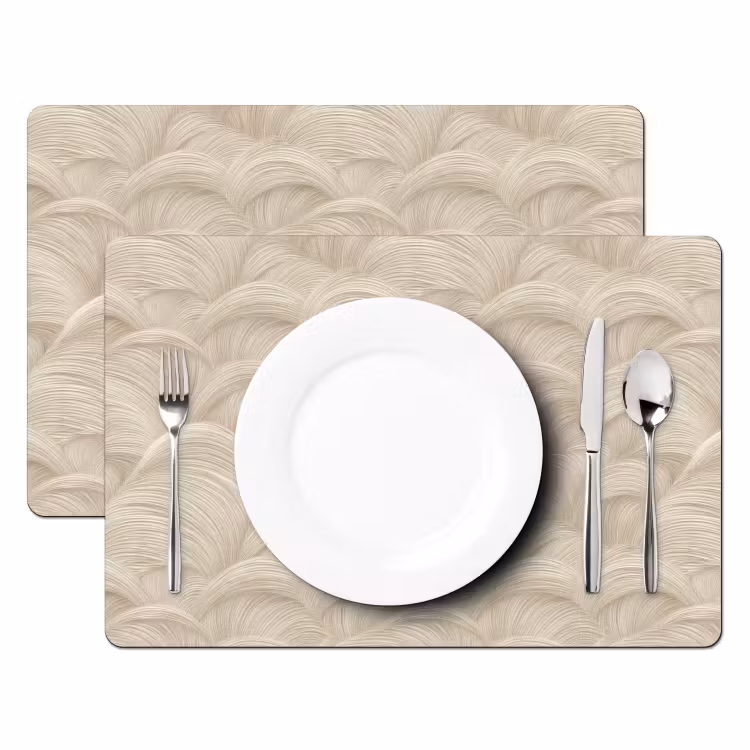 Tischset - 6 Stück - Bögen - Muster - Beige — 2