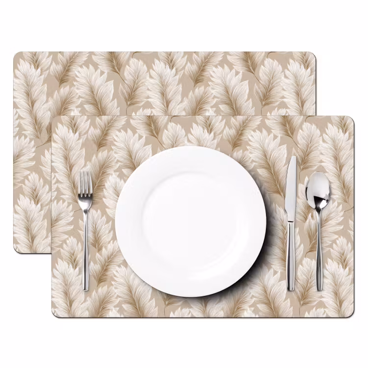 Tischset - 6 Stück - Botanisch - Muster - Beige — 2