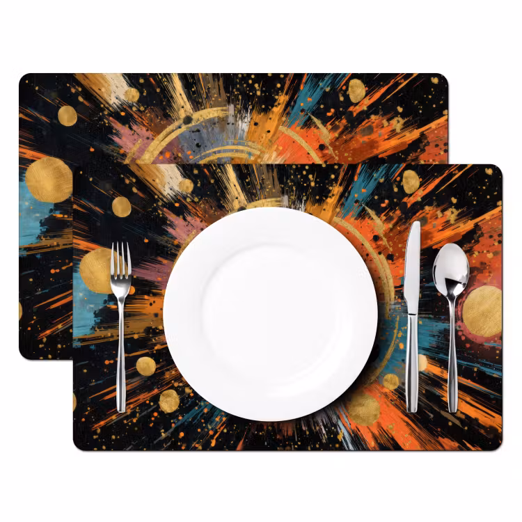 Tischset - 6 Stück - Explosion - Farbtextur - Gold - Abstrakt — 2