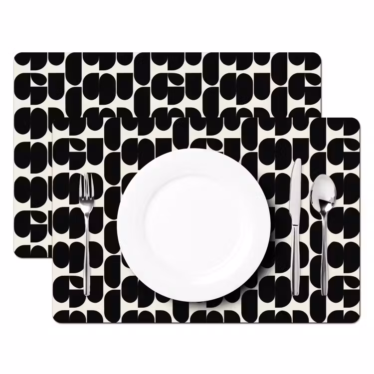 Tischset - 6 Stück - Modern - Gemustert - Schwarz — 2