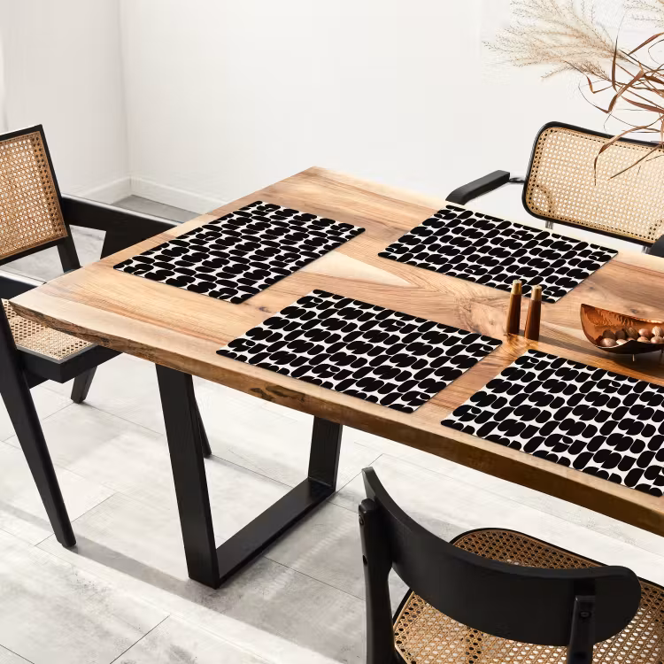 Tischset - 6 Stück - Modern - Gemustert - Schwarz — 3