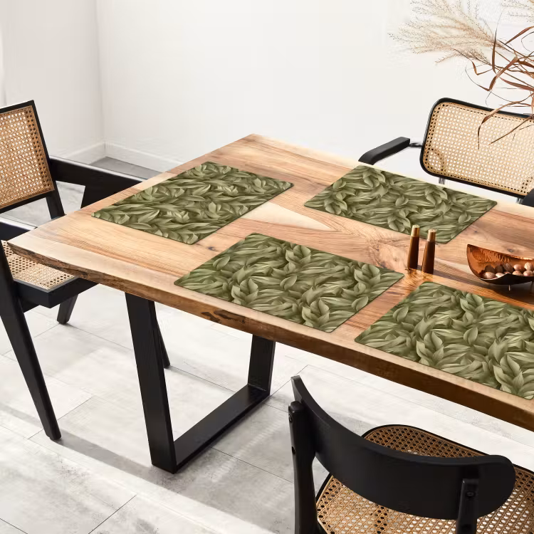 Tischset - 6 Stück - Blätter - Modern - Grün — 3