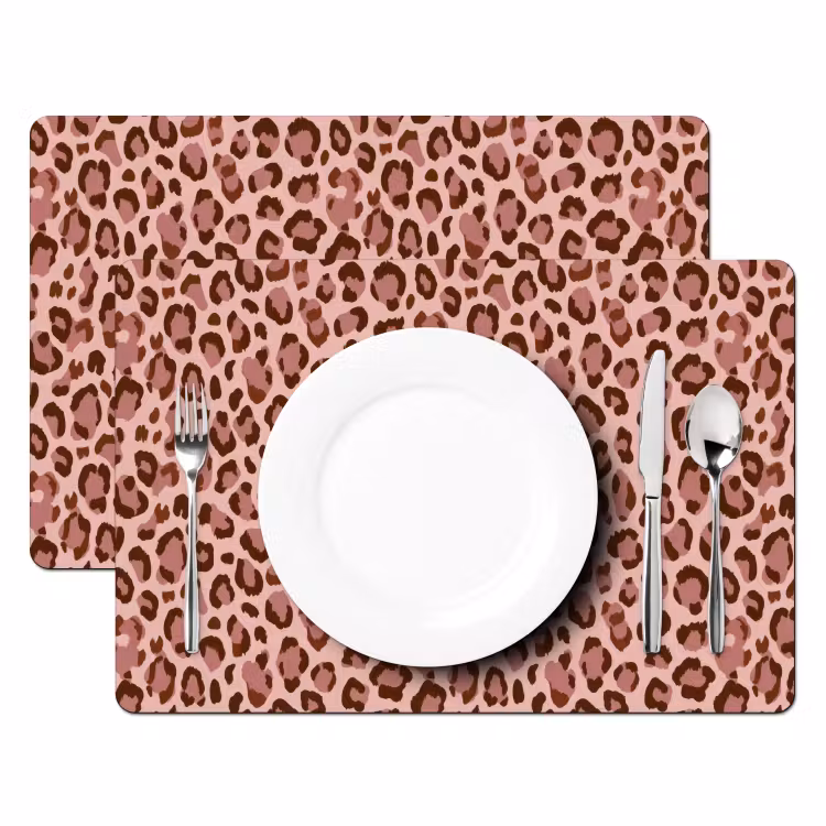 Tischset - 6 Stück - Leopard - Muster - Rosa — 2