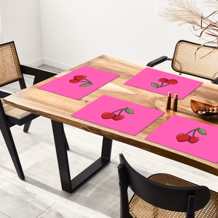 Tischset - 6 Stück - Kirsche - Rosa - Obst — 3