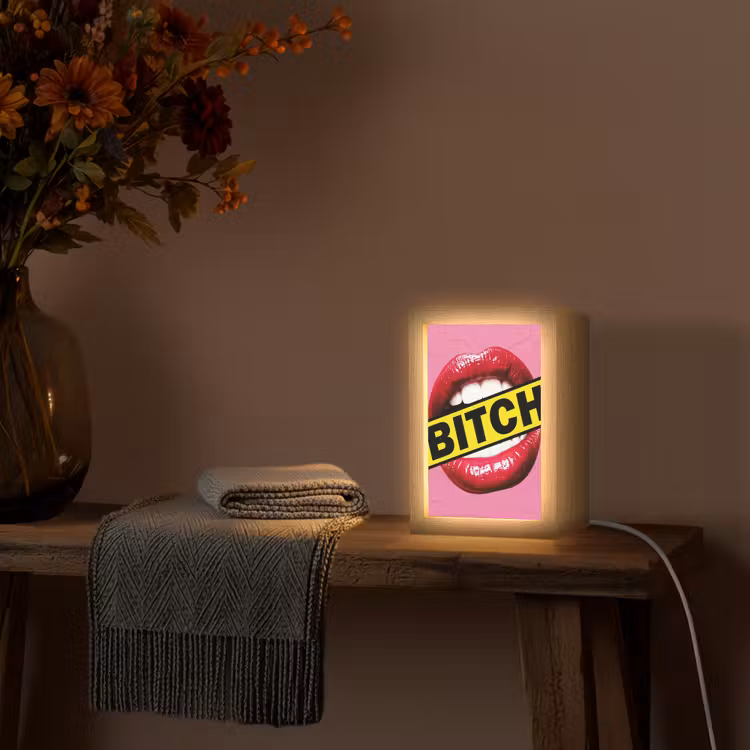 Tischlampe - Lippen - Text - Bunt — 2