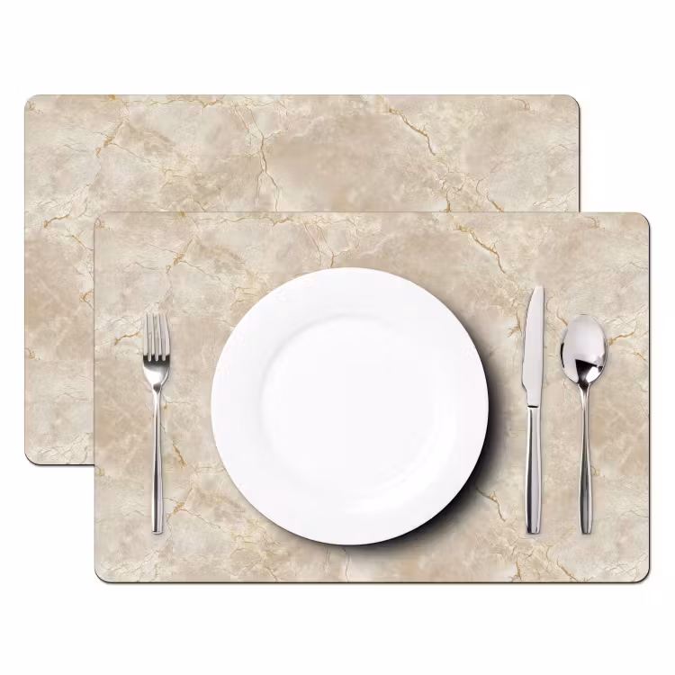 Tischset - 6 Stück - Hellbeige - Marmor - Adern — 2