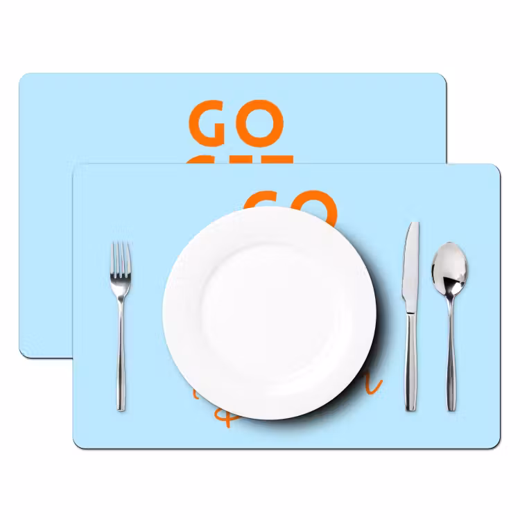 Tischset - 6 Stück - Blau - Orange - Text — 2