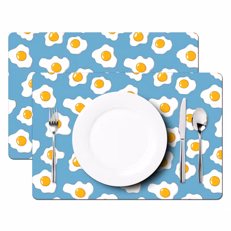 Tischset - 6 Stück - Eier - Eigelb - Blau — 2