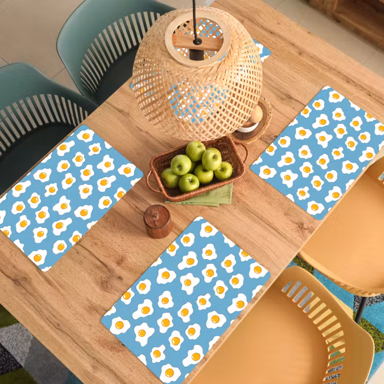 Tischset - 6 Stück - Eier - Eigelb - Blau — 4