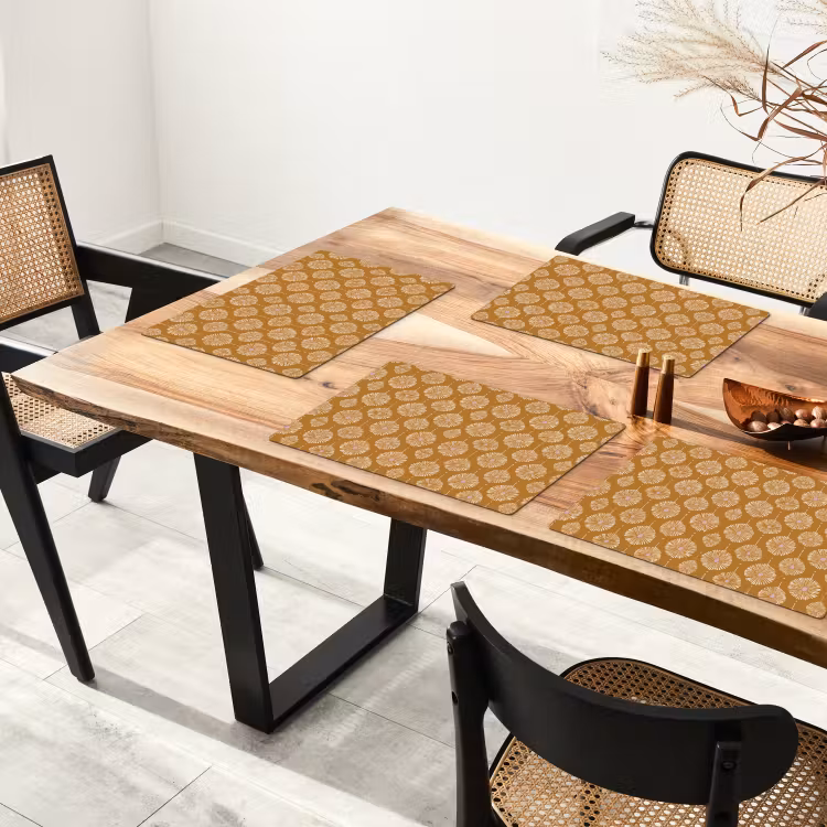 Tischset - 6 Stück - Blumen - Modern - Ocker — 3