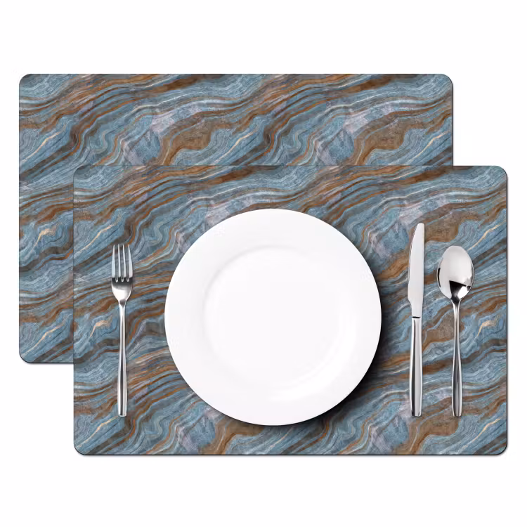 Tischset - 6 Stück - Muster - Stein - Blau — 2