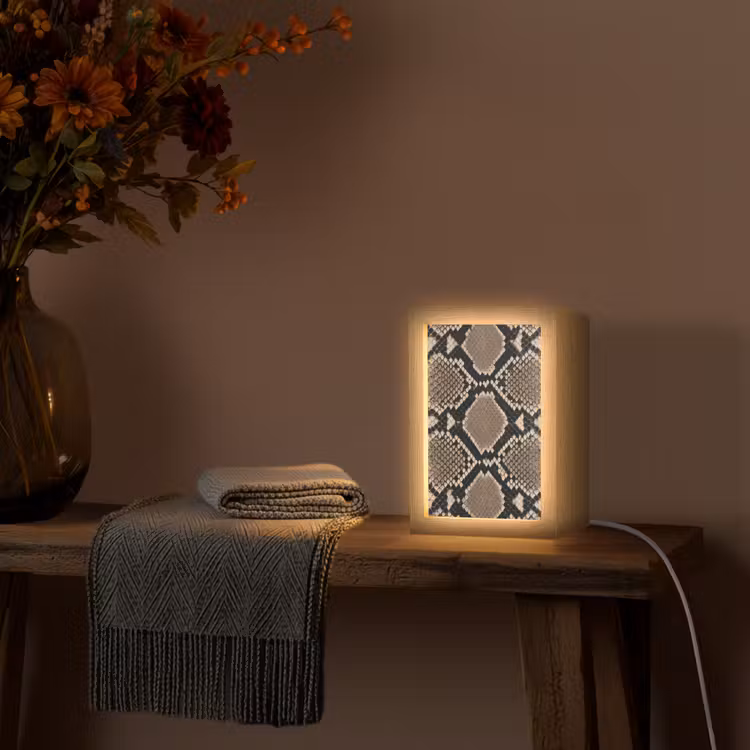 Tischlampe - Schlangendruck - Python - Braun — 2