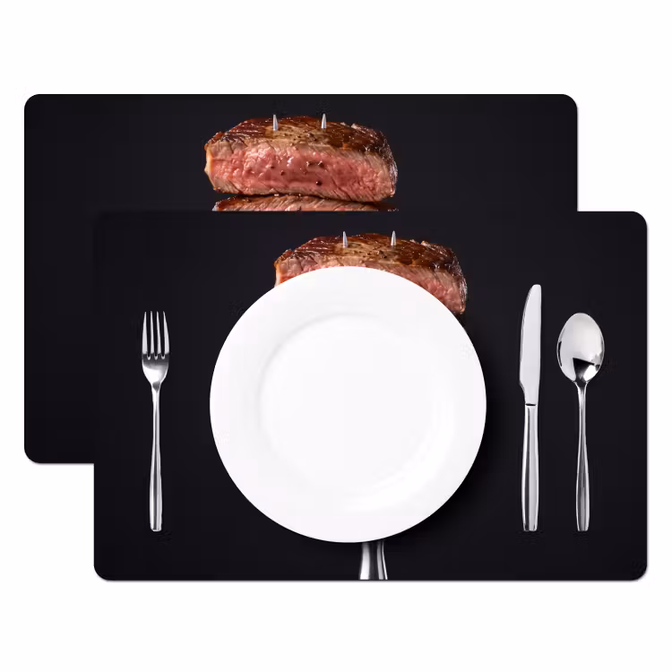 Tischset - 6 Stück - Essen – Rosé – Gabel — 2