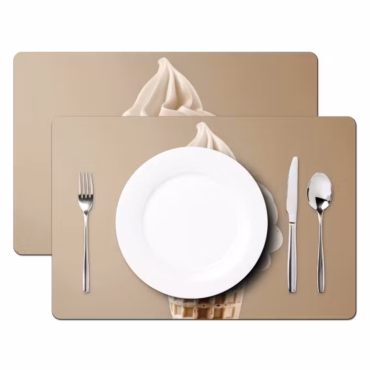 Tischset - 6 Stück - Eiscreme - Softeis - Cremig - Horn - Beige — 2
