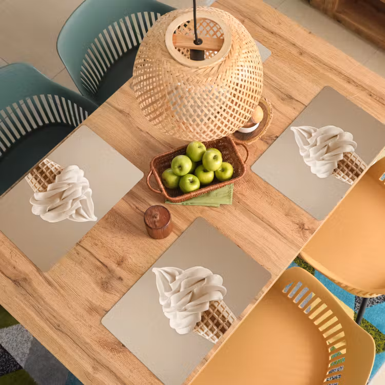 Tischset - 6 Stück - Eiscreme - Softeis - Cremig - Horn - Beige — 4