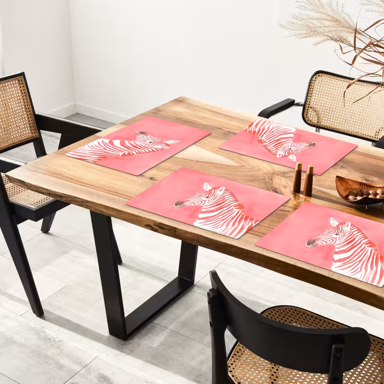 Tischset - 6 Stück - Zebra - Rosa - Farbe — 3