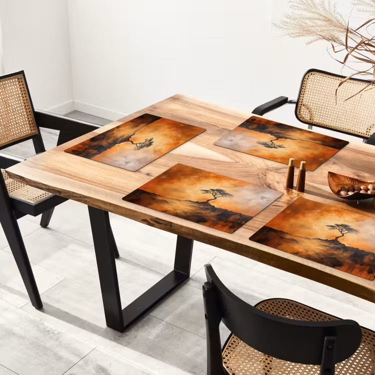 Tischset - 6 Stück - Baum - Landschaft - Orange — 3