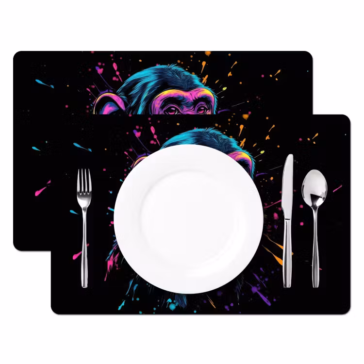 Tischset - 6 Stück - Affe - Farbe - Neon - Farbe — 2
