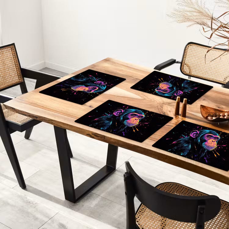 Tischset - 6 Stück - Affe - Farbe - Neon - Farbe — 3