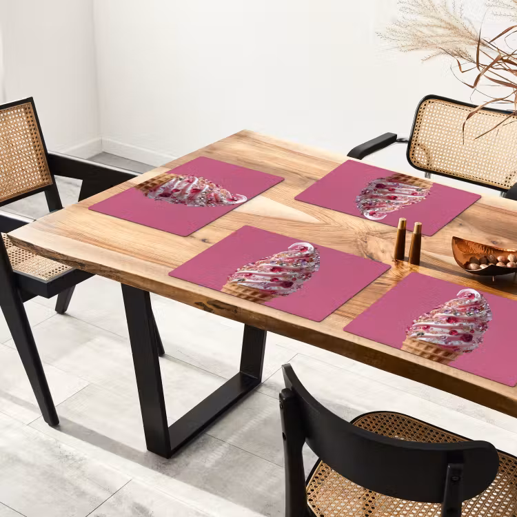 Tischset - 6 Stück - Softeis - Edelsteine - Rosa - Waffel — 3