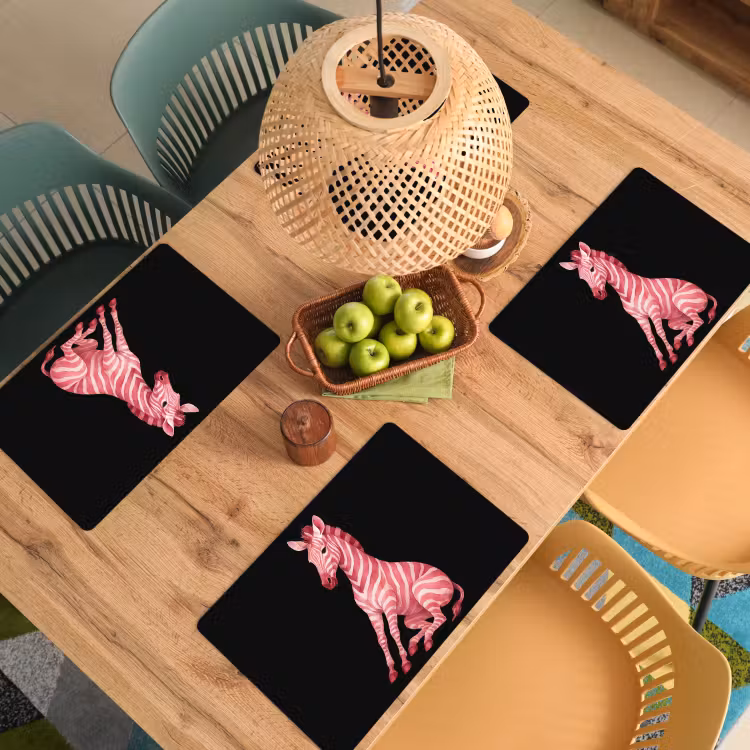 Tischset - 6 Stück - Zebra - Rosa - Gestreift — 4