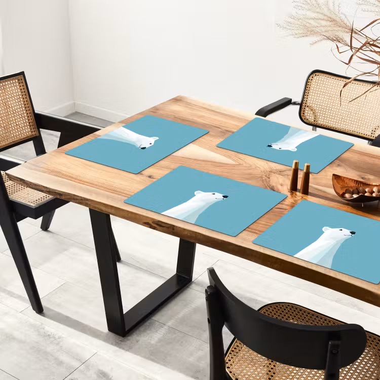 Tischset - 6 Stück - Eisbär - Hellblau - Minimalistisch — 3