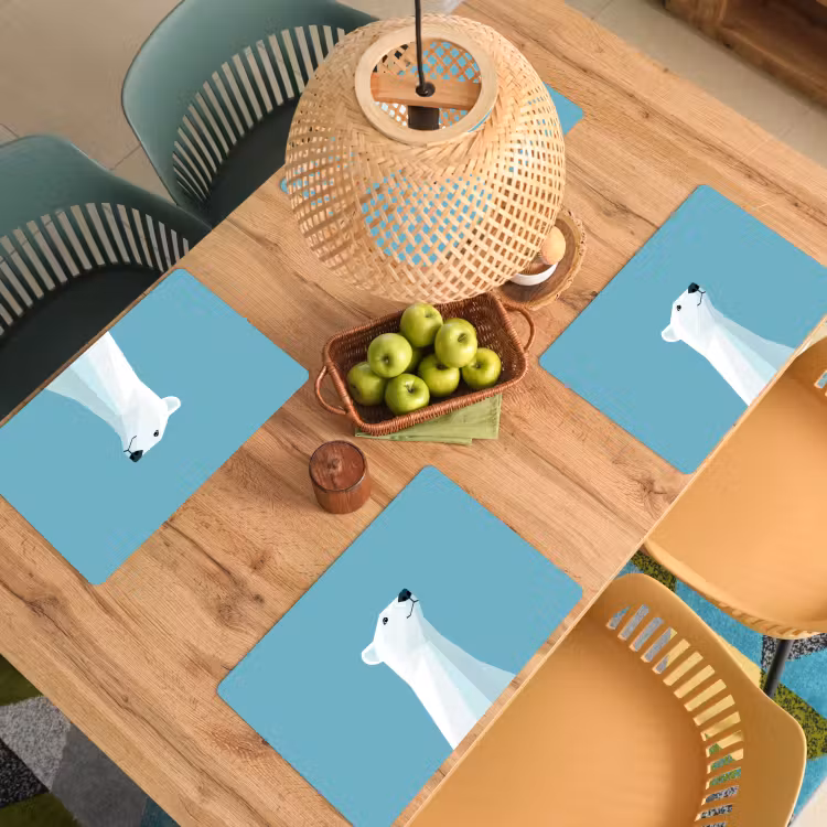 Tischset - 6 Stück - Eisbär - Hellblau - Minimalistisch — 4