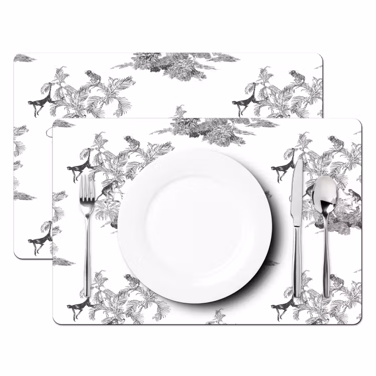 Tischset - 6 Stück - Affe - Dschungel - grau — 2
