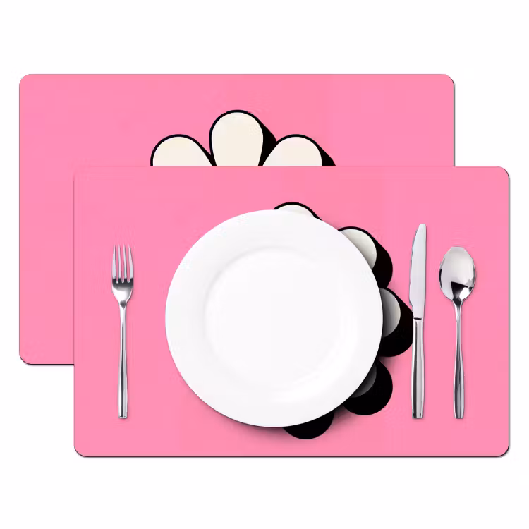 Tischset - 6 Stück - Smiley - Blume - Rosa — 2
