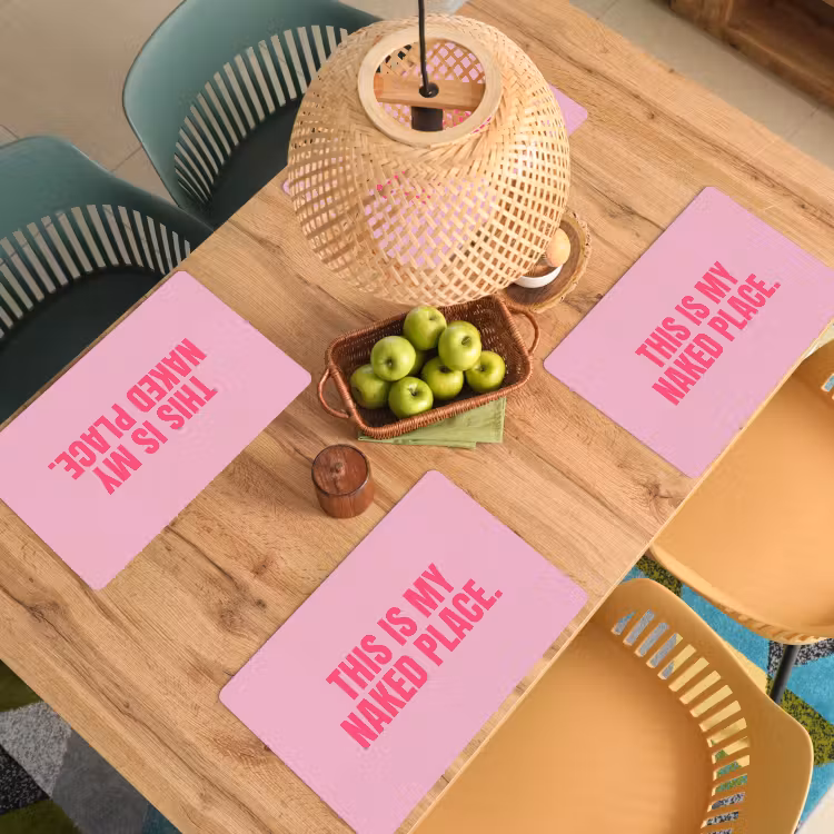 Tischset - 6 Stück - Text - Modern - Rosa — 4