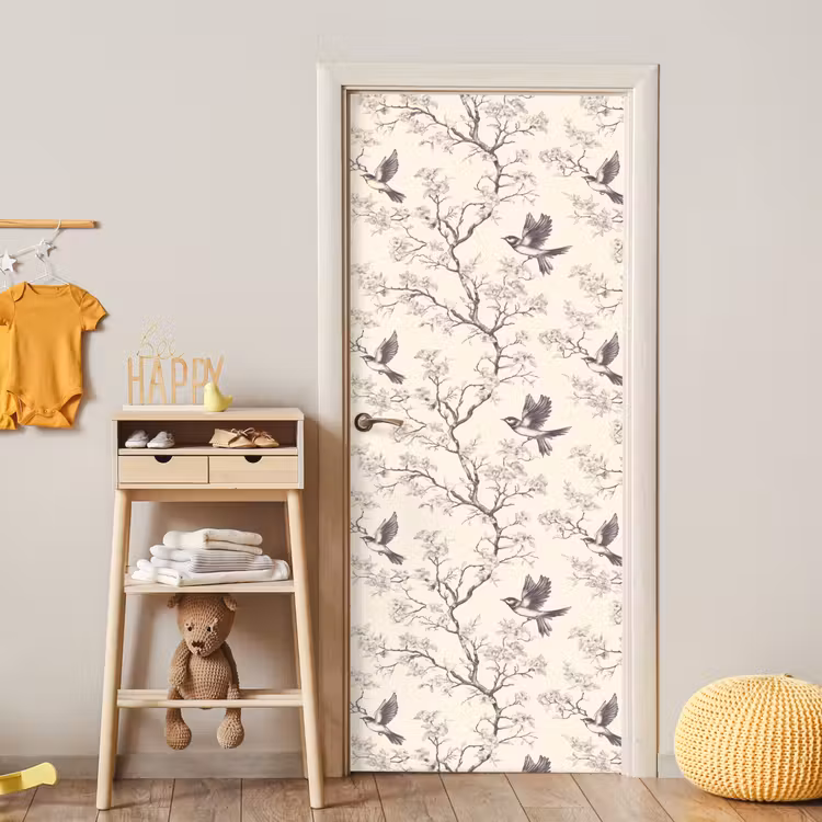 Türtapete - Äste - Vögel - Beige — 8