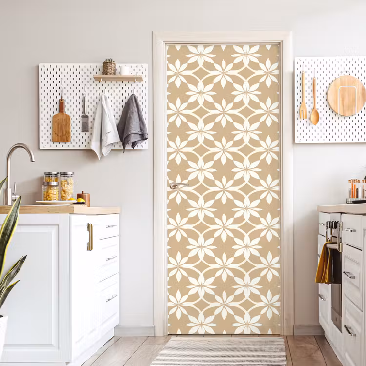 Türtapete - Blumen - Muster - Beige — 6