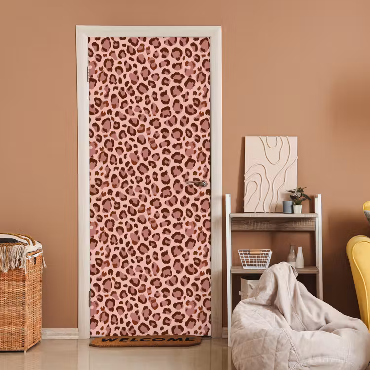 Türtapete - Leopard - Muster - Rosa — 2