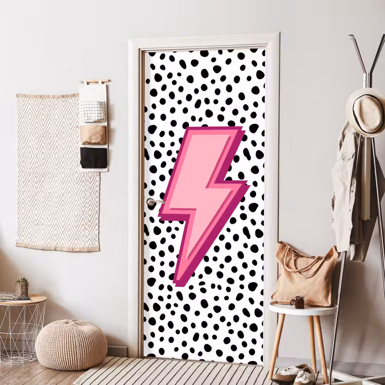 Türtapete - Blitz - Rosa - Punkte — 7