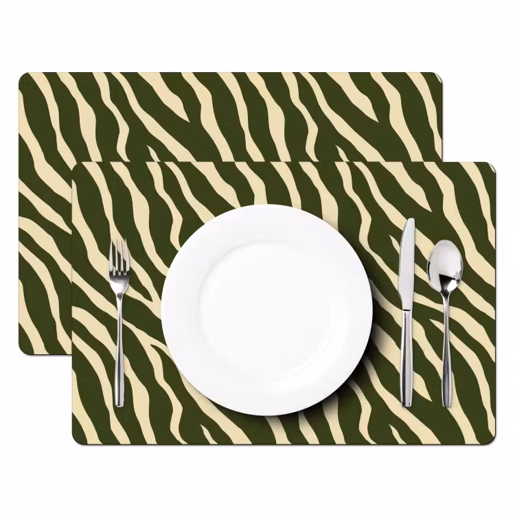 Tischset - 6 Stück - Zebra - Muster - Grün — 2