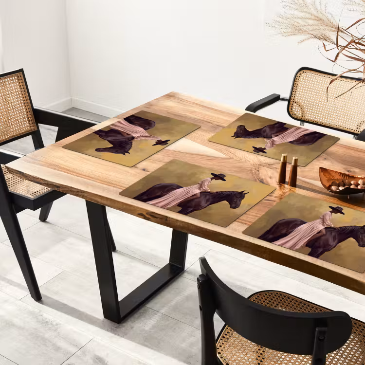 Tischset - 6 Stück - Pferd - Klassisch - Ocker — 3