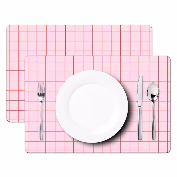 Tischset - 6 Stück - Raster - Muster - Rosa — 2