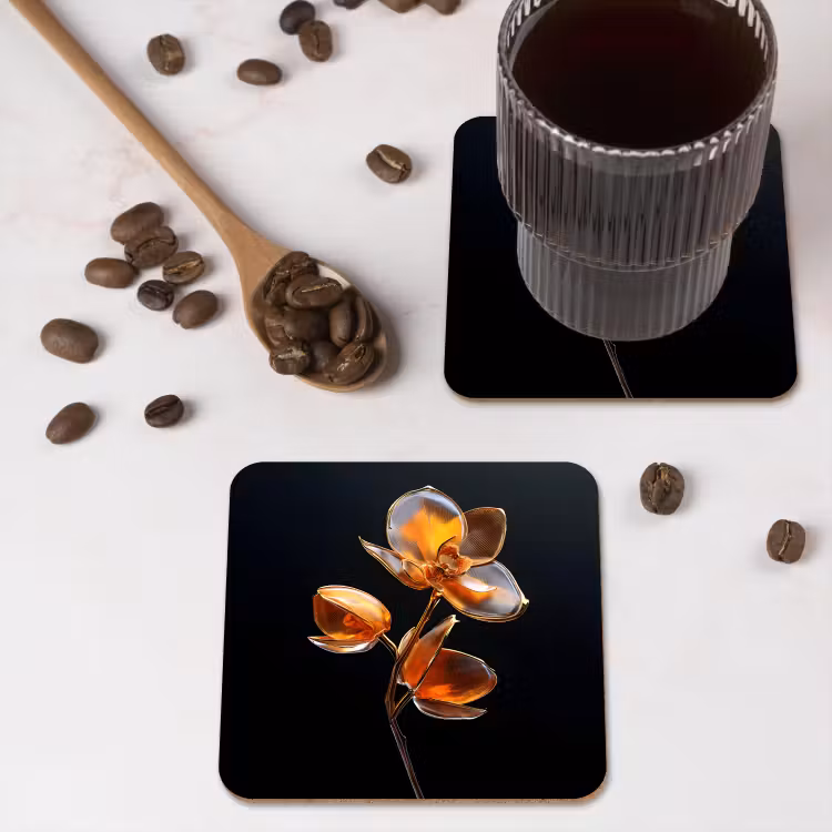 Untersetzer​ - Blume - Orchidee - Orange — 4