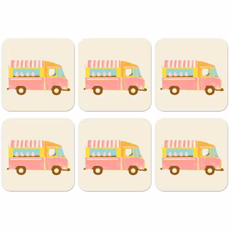 Untersetzer​ - Eiscreme-Wagen - Retro - Softeis - Rosa — 1