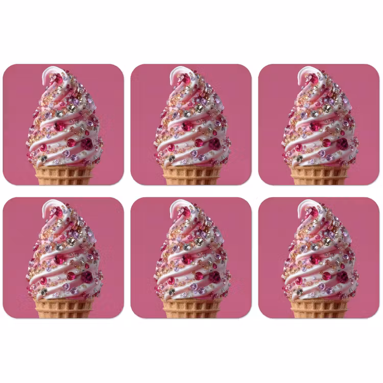 Untersetzer​ - Softeis - Edelsteine - Rosa - Waffel — 1