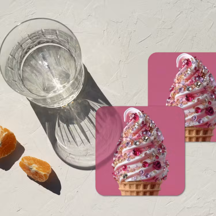 Untersetzer​ - Softeis - Edelsteine - Rosa - Waffel — 2