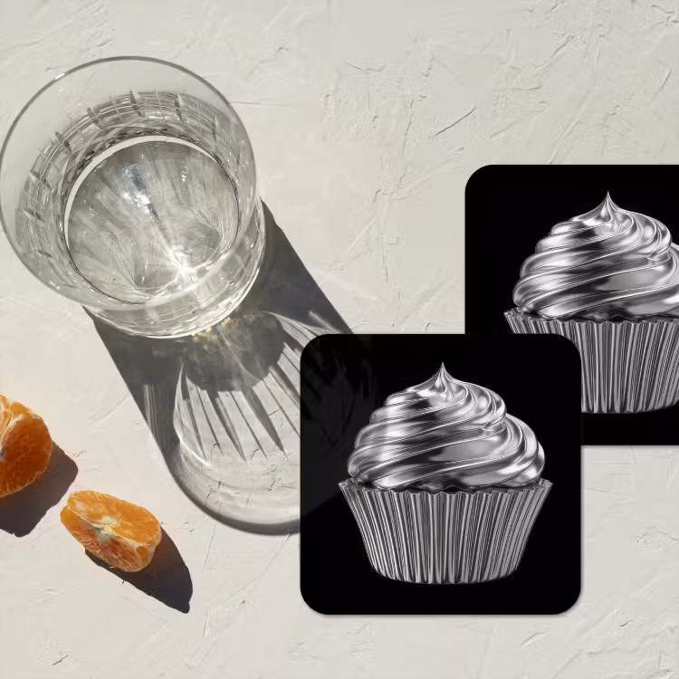 Untersetzer​ - Cupcake - Luxuriös - Silber — 2