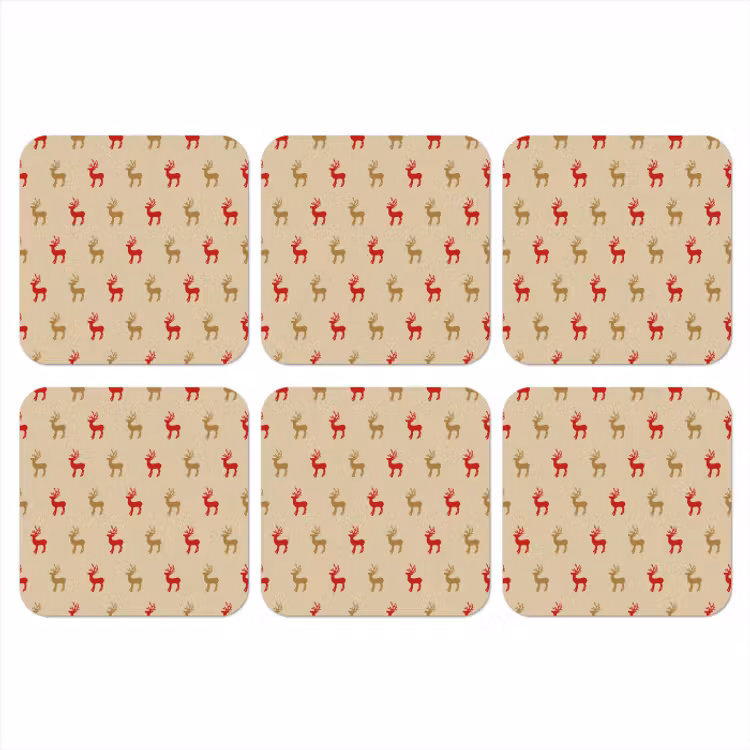 Untersetzer - Muster - Hirsche - Beige — 1