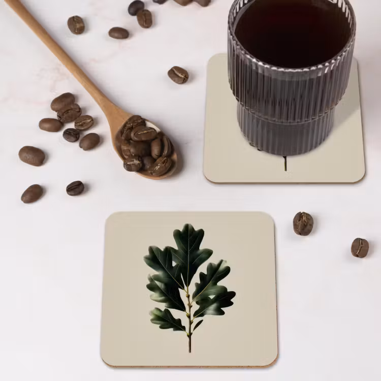 Untersetzer​ - Eichenblätter - Beige - Grün - Gewellte Ränder — 4