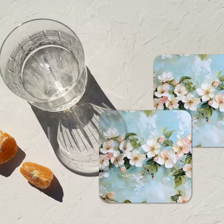Untersetzer - Blossom - Blätter - Hellblau — 2